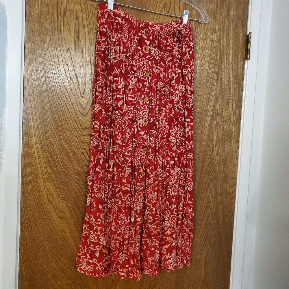 Bobbie Brooks Tribal Print Button-Up Crinkle Skirt